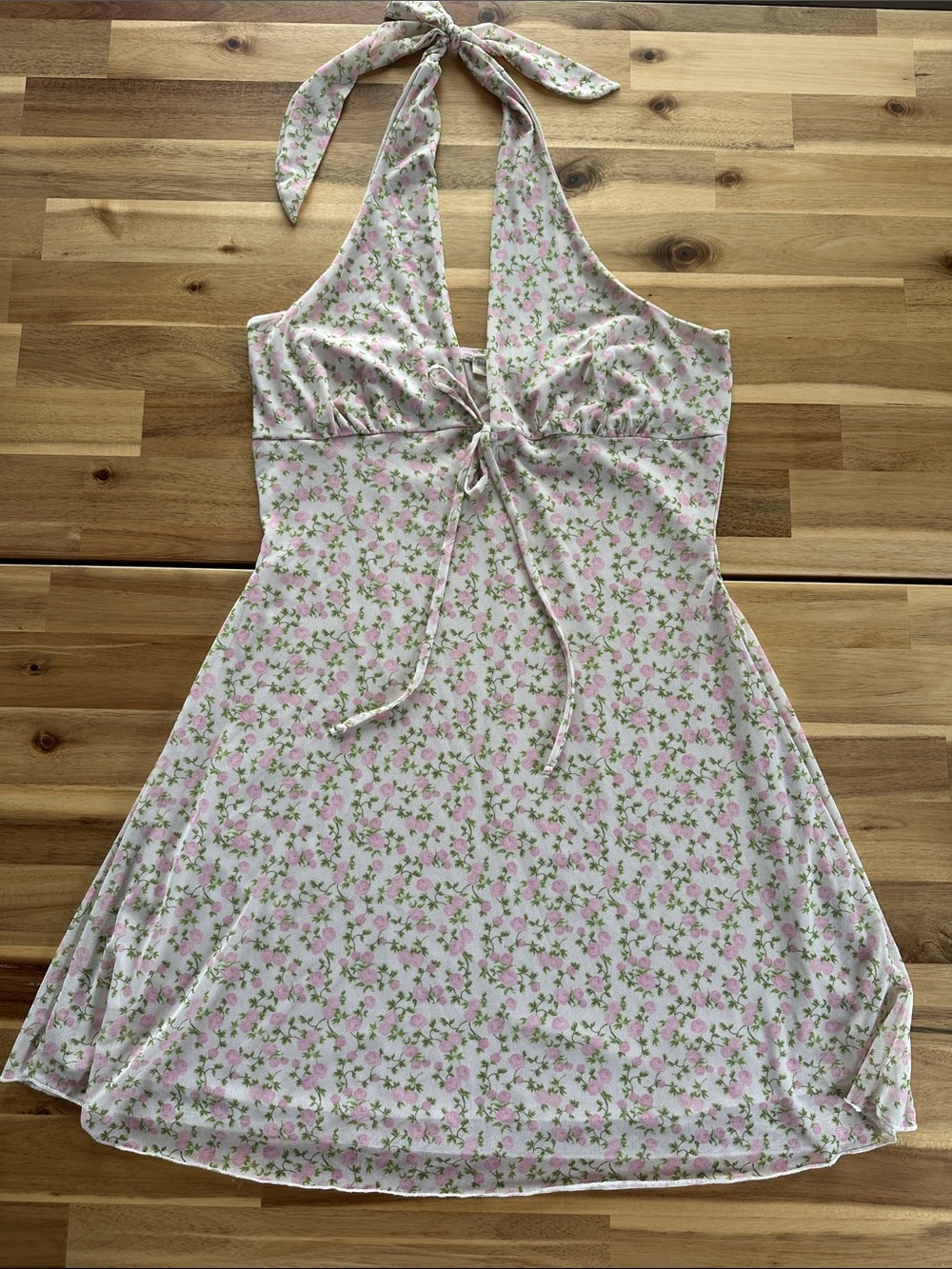 See You Monday Pink Floral Backless Halter Dress
